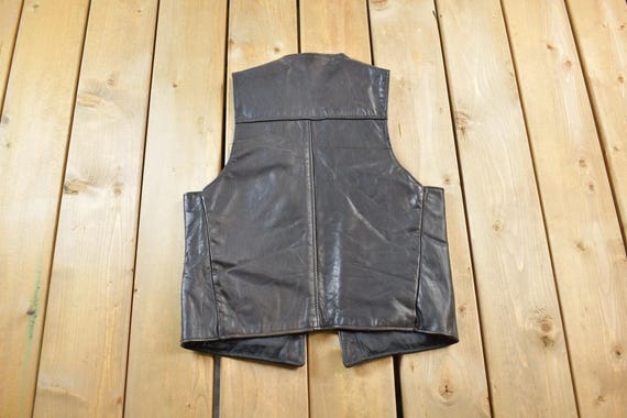 Vintage 1980s Schott Sportswear NYC Leather Vest / USA / Leather