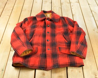 Echte Vintage-Jagdjacke aus den 1950er-Jahren von Chippewa, Büffelkaromuster, Mackinaw-Wolle, Herrengröße L / Outdoor-Stil / 50er-Jahre-Oberbekleidung / Streetwear
