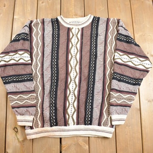 Vintage 1990s Cotton Traders 3D Cable Knit Sweater / Vintage 90s Crewneck / Abstract Patterns / Knit Crewneck / Streetwear / Earth Tones