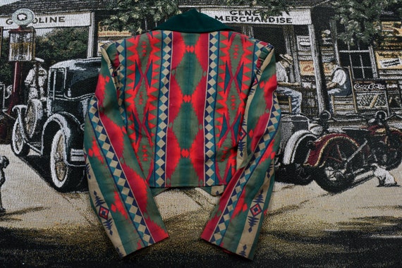 Vintage 1990s Aztec Pattern Cropped Blazer Jacket… - image 2