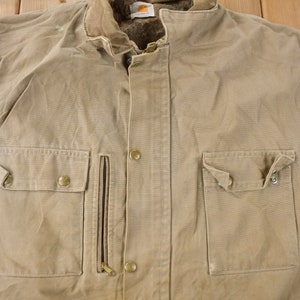 Vintage 1990s angustiado Carhartt manta forrada chaqueta de campo hecha en EE.UU. tamaño XXL imagen 7