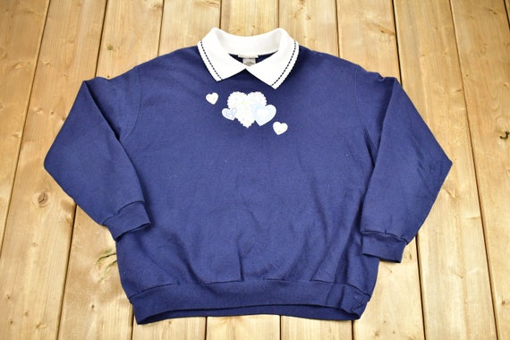Vintage 1990s Heart Graphic Cute Crewneck Sweater… - image 1