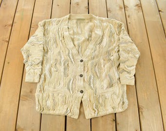 Vintage Coogi Australia 3D Cable Knit Cardigan Sweater Women's Medium / Vintage Coogi Sweater / Made In Australia / Streetwear