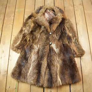 Vintage 1970s De Bella Full Length Multi Brown Raccoon Fur Coat / Vintage Fur Jacket / Authentic Fur / Made In USA / True Vintage