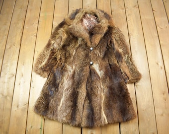 Vintage 1970s De Bella Mid Length Muskrat Fur Coat / Vintage Fur Jacket / Authentic Fur / Made In USA / True Vintage
