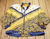 Vintage 1980s Gallery All Over Print Windbreaker Jacket Moroccan Athletic Spring Summer Sportswear Streetwear Athleisure