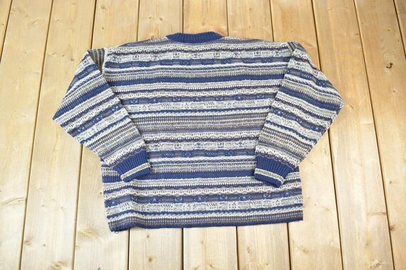 Vintage 1990s Italy Wool Blend Sweater Co Knit Abstract Pattern 
