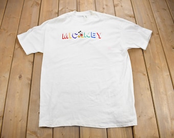 Vintage 1980s Mickey Mouse Embroidered Disney T-Shirt / 80s Tee / Vintage Mickey Mouse / Made In USA / Single Stitch