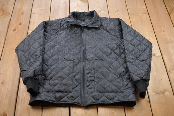 Vintage 1990s Quilted Full Zip Jacket / 90s Quilted