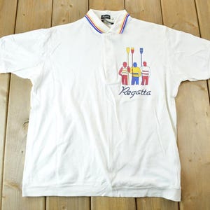 Vintage 1990s Regatta Sailing Polo Shirt / Boat Theme / Streetwear / Retro Style / Sailing Shirt / 90s Graphic Tee