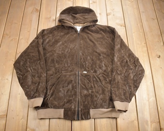 Vintage 1980s Carhartt Rugged Outdoor Wear Fleece Lined Velvet Hoodie / 90s Hoodie / Made In USA / Vintage Workwear / Distressed