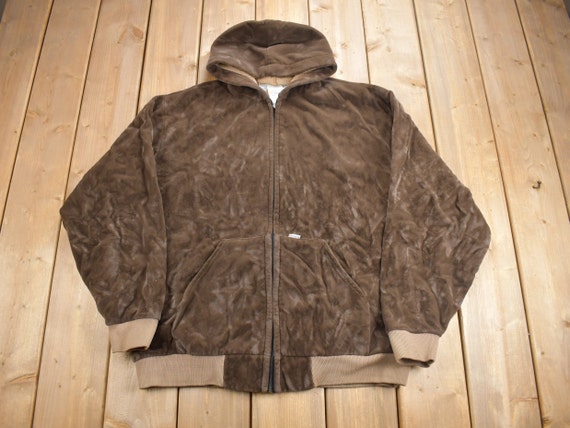 Vintage 1980s Carhartt Rugged Outdoor Wear Fleece Lined Velvet Hoodie 90s Hoodie Made in USA Vintage Workwear Distressed Etsy