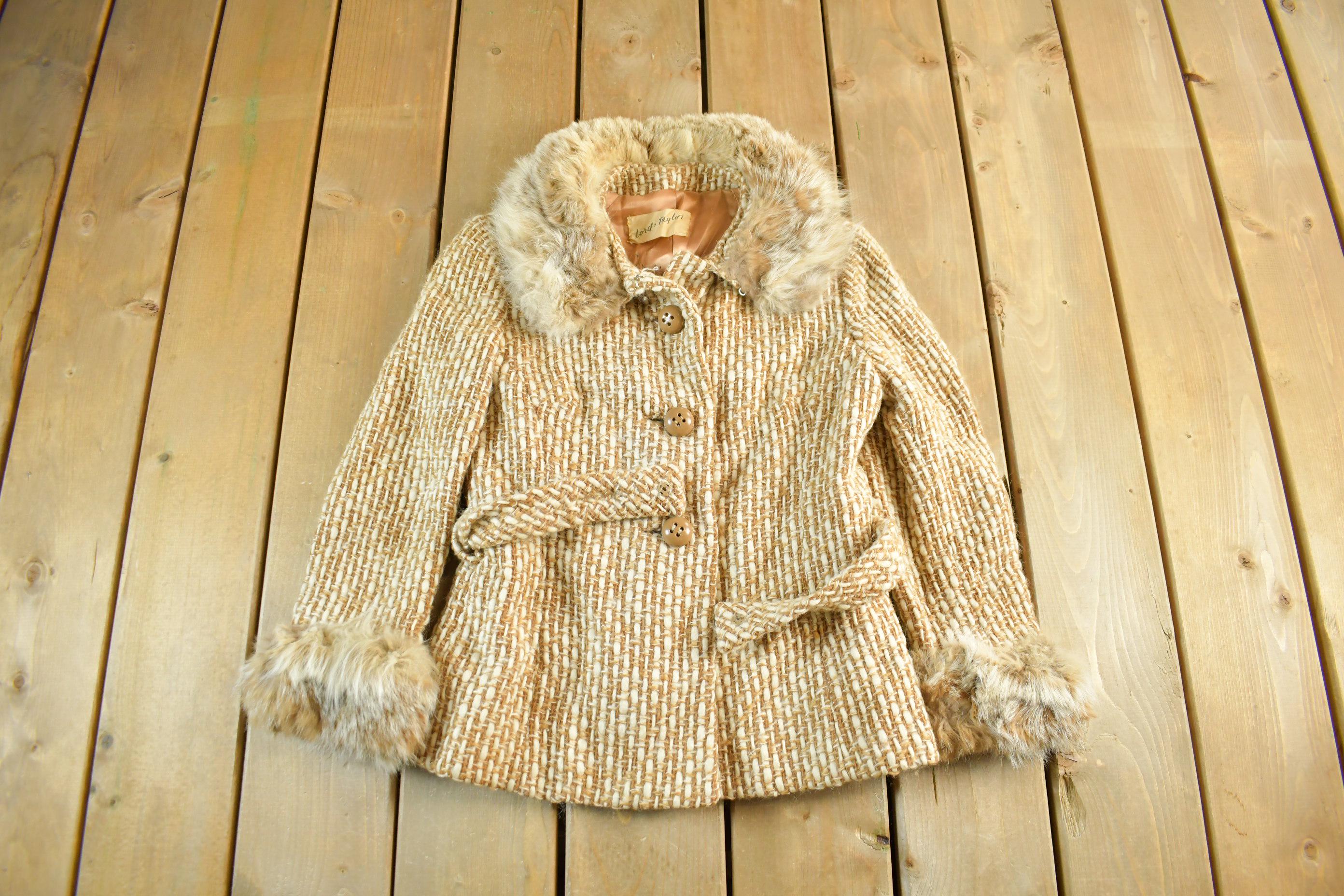Vintage 1960s Lord Taylor Mink Tweed Fur Peacoat Women's S-M / Fur