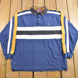 Vintage 1990s Tommy Hilfiger Crest Logo Polo Shirt / Rugby Sweater / Striped / Streetwear / Athleisure / Vintage Tommy / 90s Style