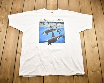 Vintage 1990s Close Encounters Killer Whale Graphic T-Shirt / Nature / Cute Animals / Made In Canada / Nature Graphic / Deadstock