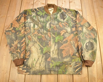 Vintage 1990s IDEAL Tree Camo Windbreaker Bomber Jacket / Camo Jacket / Outdoorsman / Made In USA