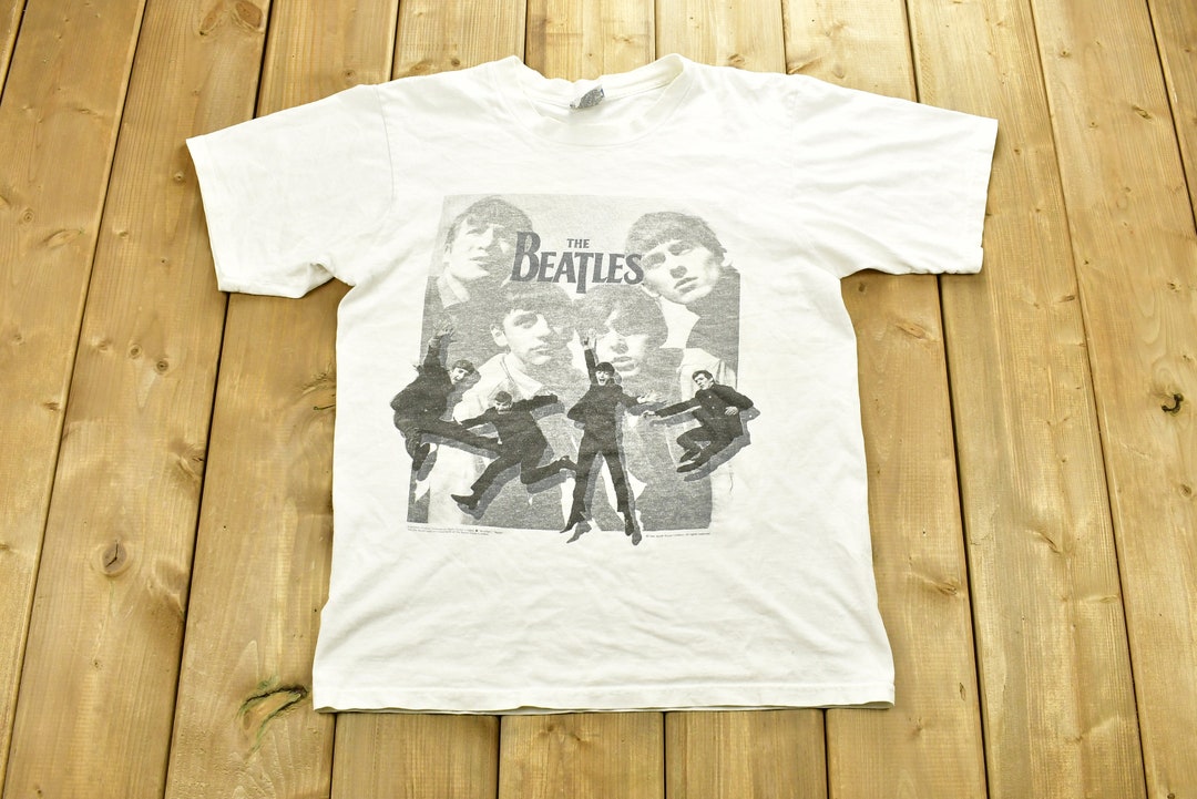 THE BEATLES Band T-shirt, Made in USA, Men's S size cotton brown type Vintage Second Hand
