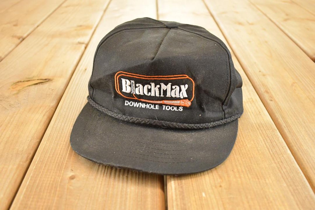 Vintage 1980s Black Max Snapback Hat / 80's Embroidered Trucker Mesh ...
