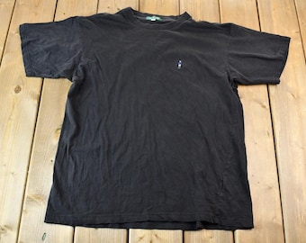 Vintage 1990s Giordano Classics Black Embroidered Logo T-shirt