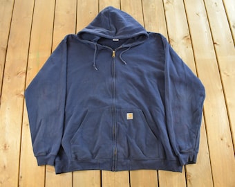 Vintage 1990s Carhartt Full Zip Hoodie Jacket Men's 3XL Tall / Sweatshirt / Workwear / Streetwear