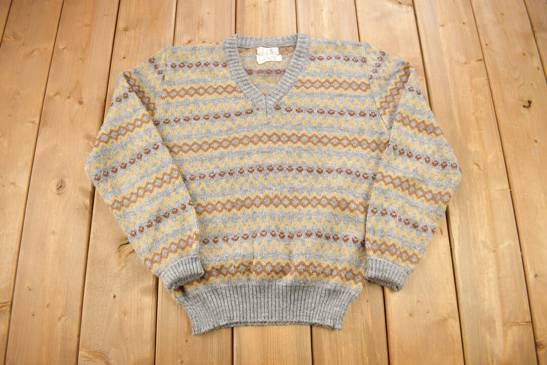 Trissie Rost Vintage 1990s Trissie Styled by Stefano Striped Knit V Neck Sweater ...