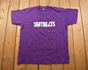 Vintage 1990s Seatbelts Safety Themed Graphic T Shirt / Vintage T Shirt / Streetwear / Graphic Tee / Single Stitch / Made In USA