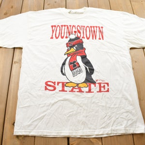 Vintage 1990s Youngstown State Universität Pinguine Collegiate T-Shirt / College T-Shirt / Americana / Sportbekleidung / Single Stitch / Made in USA /