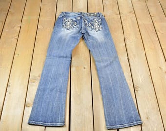 Vintage Miss Me Leopard Print Rhinestone Bootcut Jeans: Western