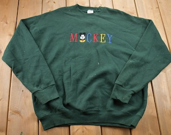 Vintage 1990s Mickey Embroidered Crewneck Sweatshirt / Made In USA / Vintage Disney / Mickey Mouse / Vintage Cartoons / Mickey & Co