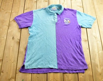 Vintage 1990s Charlotte Hornets NBA Color Block Polo Shirt / NBA / 90s Streetwear / Athleisure / Sportswear / Coach Shirt / Embroidered
