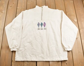 Suéter vintage de los 90 con cremallera de un cuarto / Suéter de los 90 / Suéter vintage / Esencial / Ropa de calle / Suéter de los 90 / Suéter de abuela