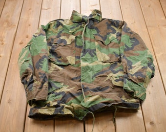 Vintage 2000 Military Camo Field Jacket / Button Up Jacket / US Army Green / Vintage Army / Streetwear Fashion / Army Jacket