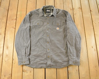 Vintage 1990s Carhartt Flannel Lined Shirt Men's 2XL / Workwear / Streetwear / 90s / Distressed Carhartt / Carhartt Shirt