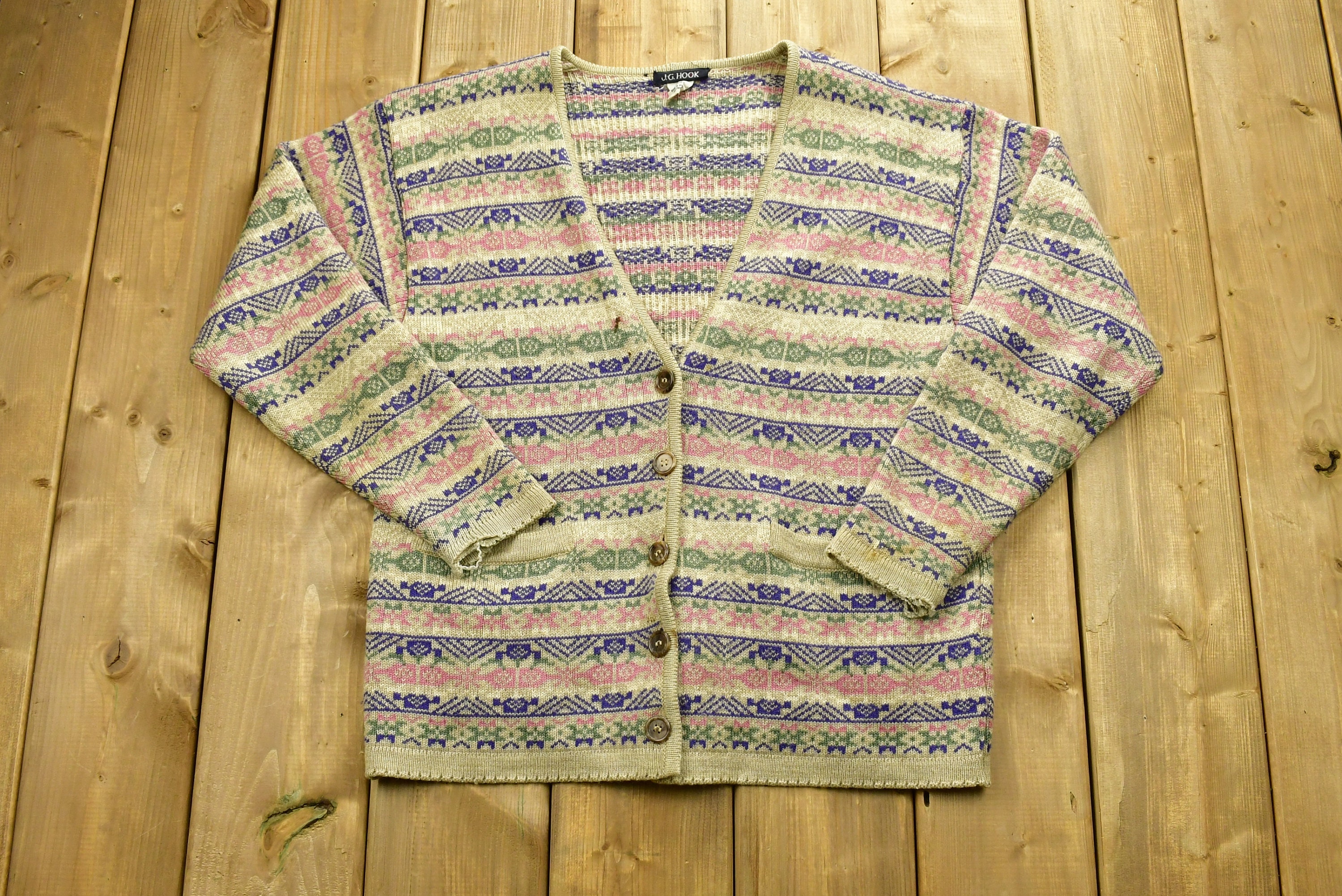 1990S AQUASCUTUM CLUB CHECK ZIP CARDIGAN (M) - Jazzy Badger