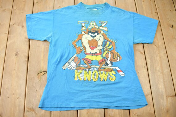 Vintage 1990 Looney Tunes Tasmanian Devil Taz Knows Sports Cartoon