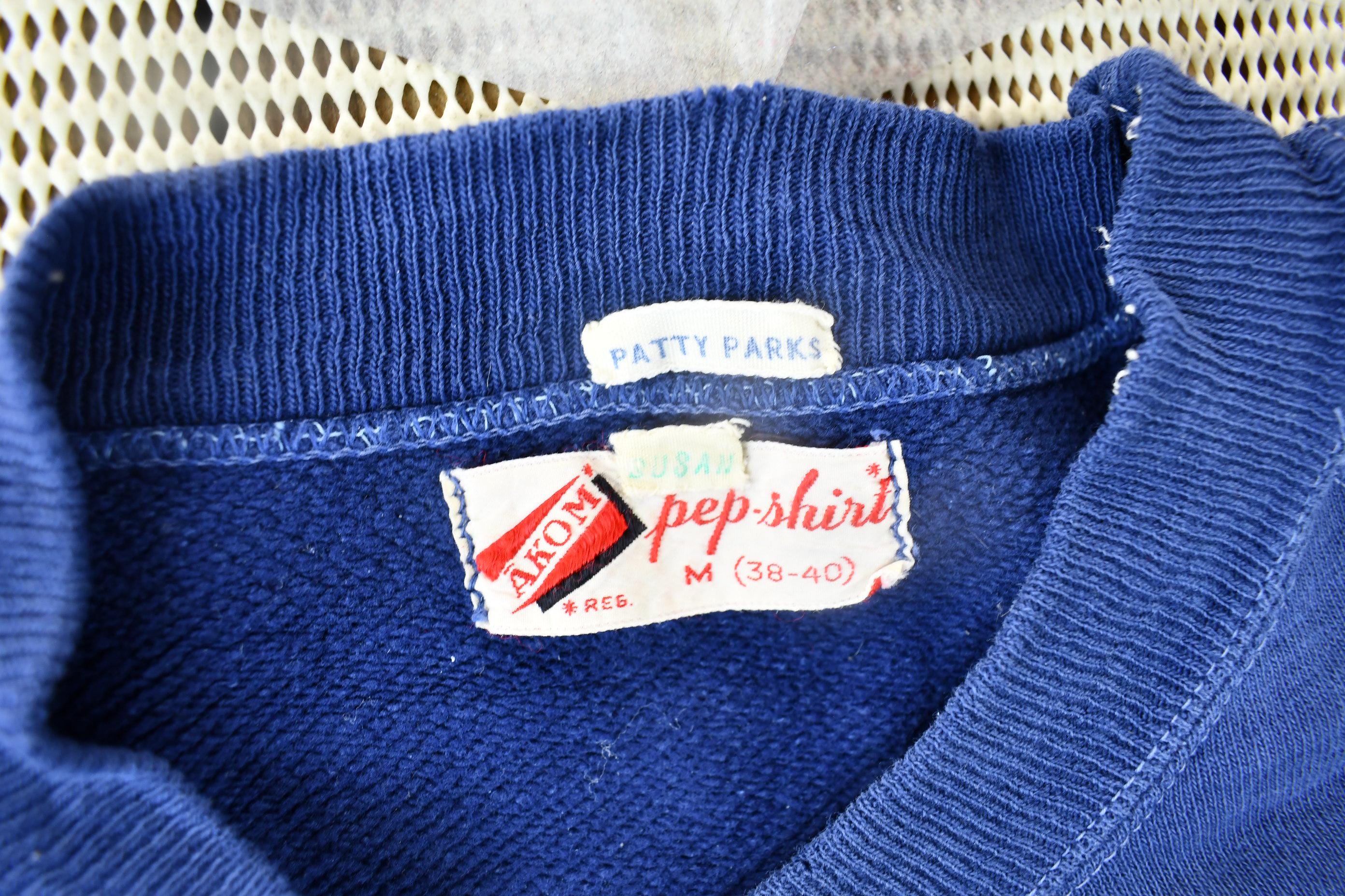Vintage 1940s Akom Pep-shirt Blank Navy Blue Crewneck Sweatshirt 