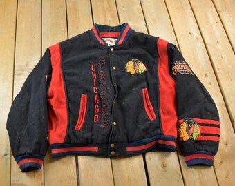 Vintage 1990s NHL Chicago Black Hawks Wool Varsity Jacket