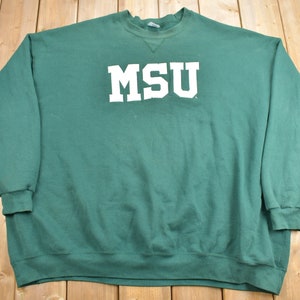 Vintage 1990s Michigan State University Collegiate Crewneck / MSU / Embroidered / NCAA Sweatshirt / Sportswear / MJ Soffe