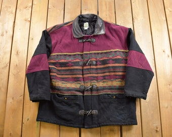 Vintage 1990s Rest and Relaxation Aztec Pattern Wool Jacket / Streetwear / South Western Jacket / Outdoorsman