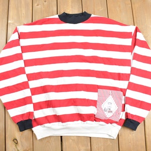 Vintage 1980-tals Le Tigre Your Country Needs You Crewneck-tröja / 80-tals Crewneck / Tillverkad i USA / Randig / Streetwear / 90-tal
