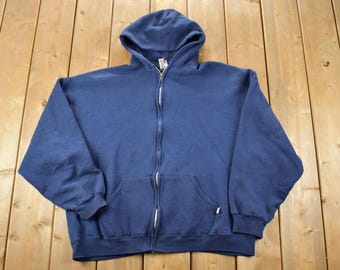 Vintage 80s Jerzees Russell Athletic Zipper Hoodie Sweatshirt