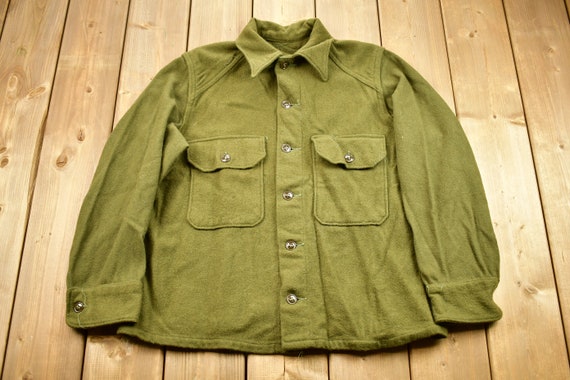Vintage US Army Button up Shirt / Army Green Print / Military - Etsy