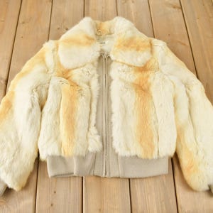 Vintage 1980s Imperial Rabbit Fur Coat Size Small / Vintage Fur Jacket / Authentic Fur / Zip up / True Vintage /