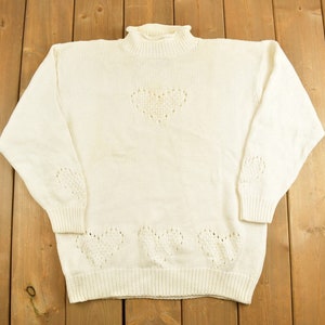 Vintage 1990s Card Amoroso Strickpullover / Vintage 90s Crewneck / Vintage Strick / Winter Sweatshirt / Love Heart Muster / Mock Neck