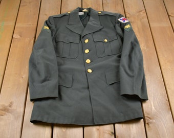 Vintage 1986 Military Patchwork Blazer / Button Up Jacket /  Army Green / Vintage Army / Streetwear Fashion / Army Jacket
