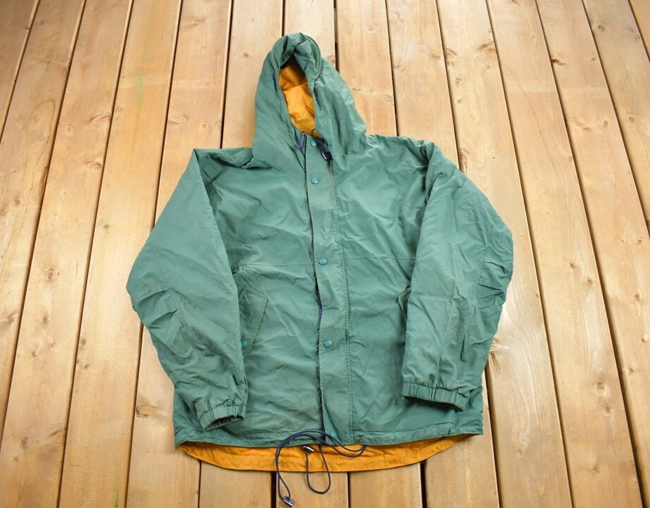 今年の新作から定番まで！ Vintage 1990s Eddie Bauer Green Hooded Windbreaker Jacket ウェア
