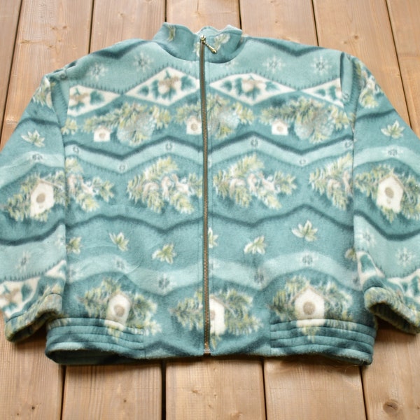 Vintage 1990s Teddi Floral All Over Print Fleece Sweater / Sportswear / 90s Sweater / Streetwear / Athleisure / Hiking / AOP Fleece