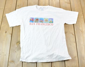 Vintage 1990s Souvenir Travel T-Shirt / San Francisco / California Landmarks