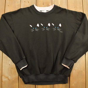 Vintage 1986 Cats Graphic Crewneck / Vintage Cartoon Sweatshirt / Made In USA / Pullover Sweatshirt / Cats Theme / Streetwear / Raglan