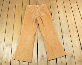 Vintage 1960s Tan Bell Bottom Corduroy Pants / Made in USA / American Vintage Cords / Workwear / Streetwear / Vintage Pants